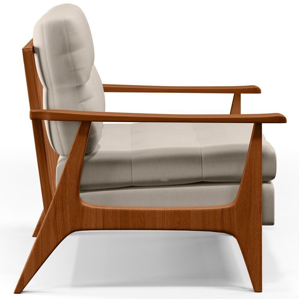 Kit 02 Poltronas Encosto Ripado Emília B04 Linho Cru - 4