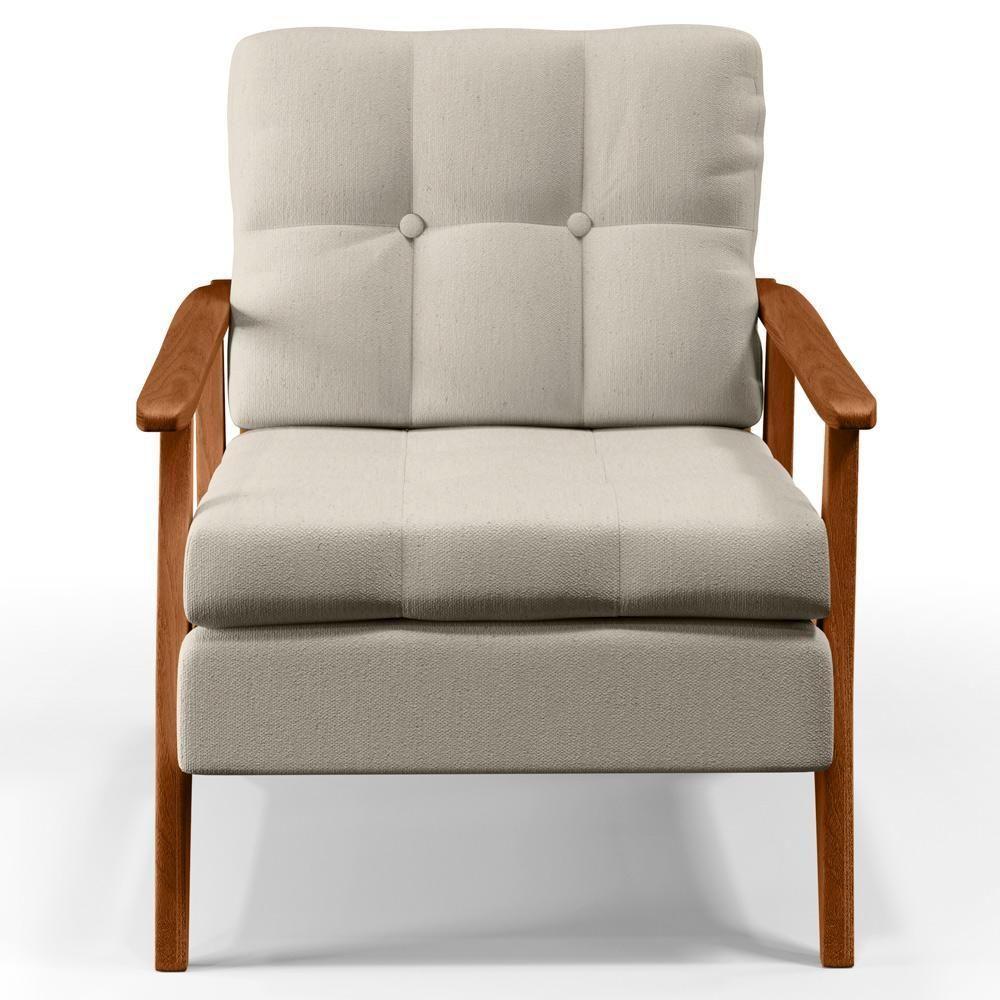 Kit 02 Poltronas Encosto Ripado Emília B04 Linho Cru - 5