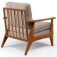 Kit 02 Poltronas Encosto Ripado Emília B04 Linho Cru