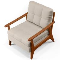 Kit 02 Poltronas Encosto Ripado Emília B04 Linho Cru - 7