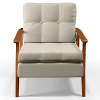 Kit 02 Poltronas Encosto Ripado Emília B04 Linho Cru - 13