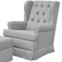 Poltrona E Puff Helena P02 Capitonê Linho Cinza Escuro - 2