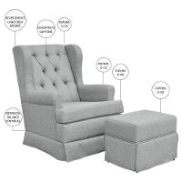 Poltrona E Puff Helena P02 Capitonê Linho Cinza Escuro - 5