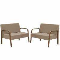 Kit 2 Namoradeiras Jade Braço Madeira D Salla Cappuccino. - 1