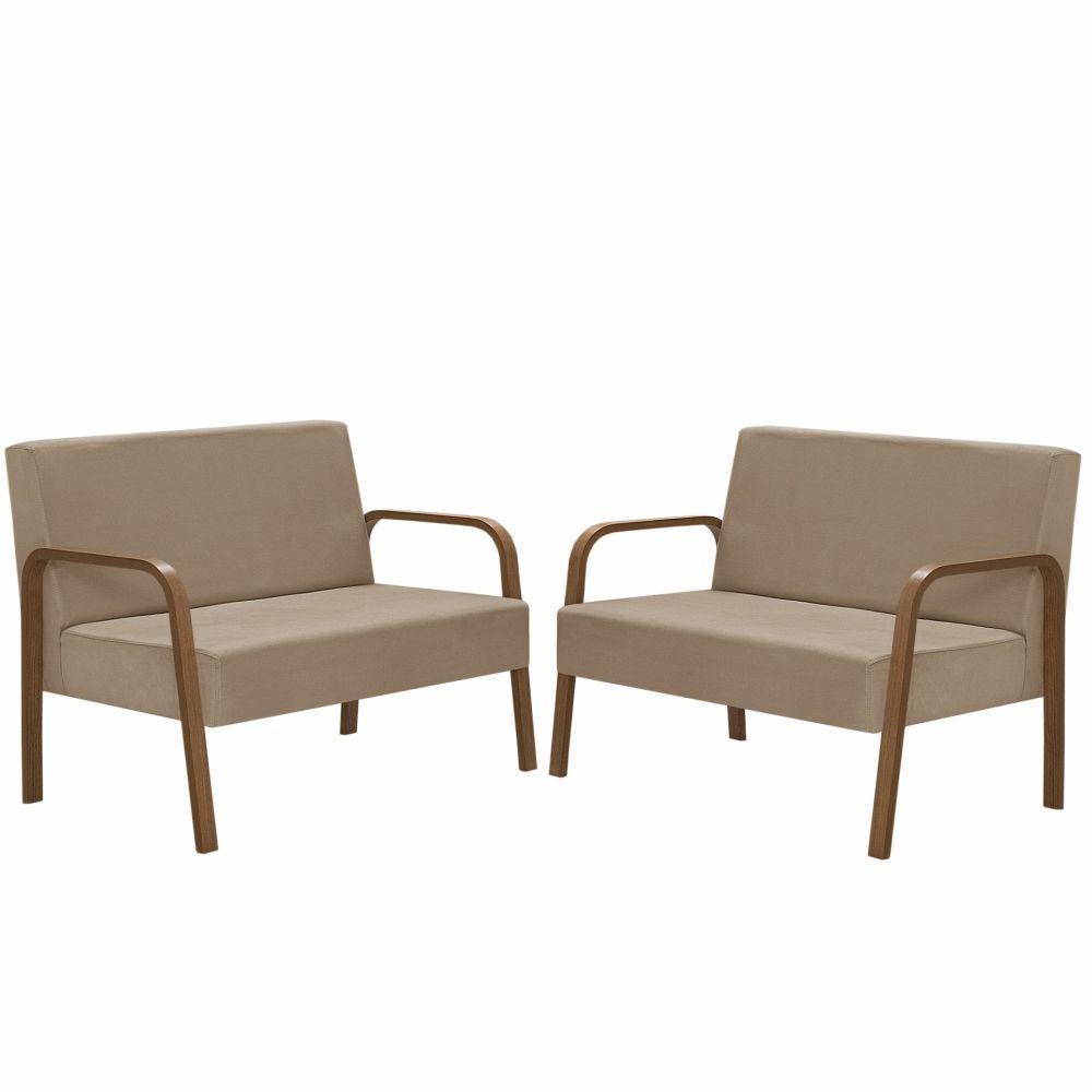 Kit 2 Namoradeiras Jade Braço Madeira D Salla Cappuccino. - 1