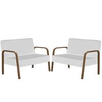 Kit 2 Jade 2 Lugares Braço Madeira D Salla Courino Branco. - 1