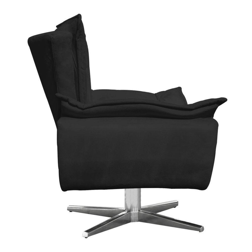Poltrona Giratória Opala Preto Base Estrela Cromada - 3