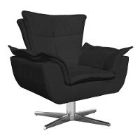 Poltrona Giratória Opala Preto Base Estrela Cromada - 1