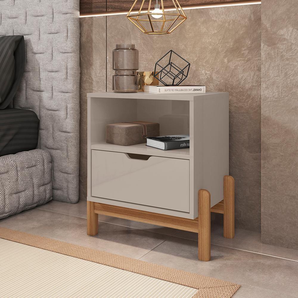 Mesa De Cabeceira 1 Gaveta 004015 Off White Dcasa Off White - 3