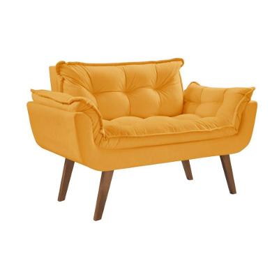 Poltrona Namoradeira Opala Pé Palito Tecido Amarelo