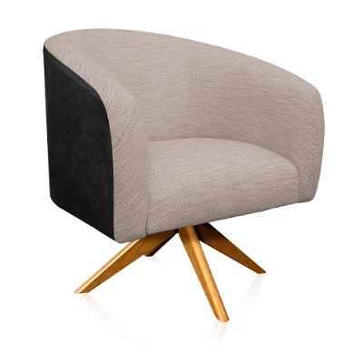 Poltrona Stella Corano Preto Linho Fino Bege A27