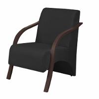 Poltrona Vênus 1 Lugar Braço Madeira D Salla Suede Cor Preto - 1