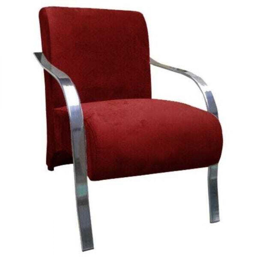 Poltrona Vênus 1 Lugar Braço Cromado Vermelho - 1