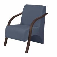 Poltrona Vênus 1 Lugar Braço Madeira D Salla Suede Azul Bic - 1