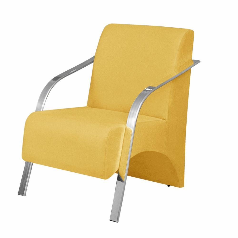 Poltrona Vênus 1 Lugar Braço Alumínio Suede Amarelo. - 1