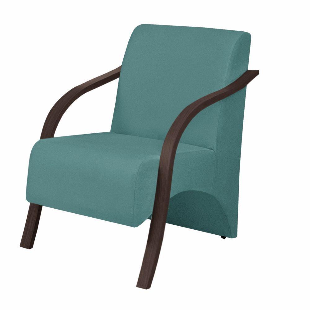 Poltrona Vênus 1 Lugar Braço Madeira D Salla Suede Turquesa - 1