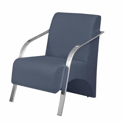 Poltrona Vênus 1 Lugar Braço Alumínio Suede Azul Bic.
