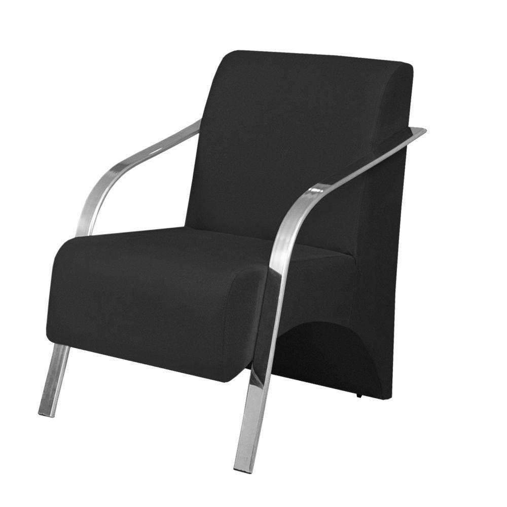 Poltrona Vênus 1 Lugar Braço Alumínio Suede Preto - 1