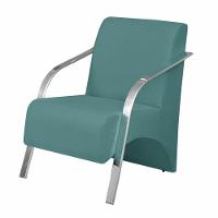 Poltrona Vênus 1 Lugar Braço Alumínio Suede Turquesa - 1