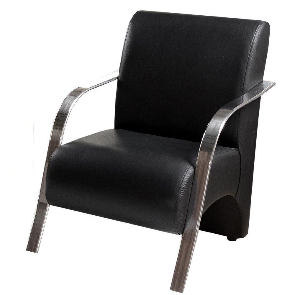 Poltrona Vênus 1 Lugar Braço Alumínio D Salla Courino Preto. - 1