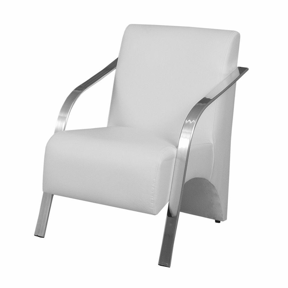 Poltrona Vênus 1 Lugar Braço Alumínio Courino Branco - 1