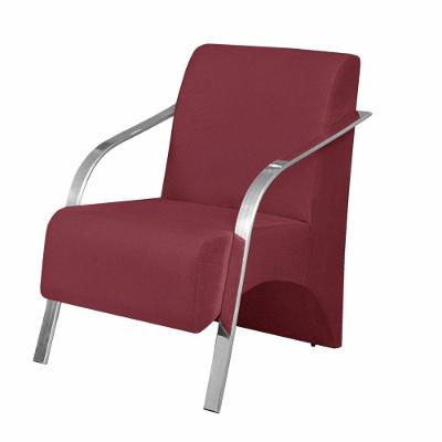 Poltrona Vênus 1 Lugar Braço Alumínio Suede Bordô