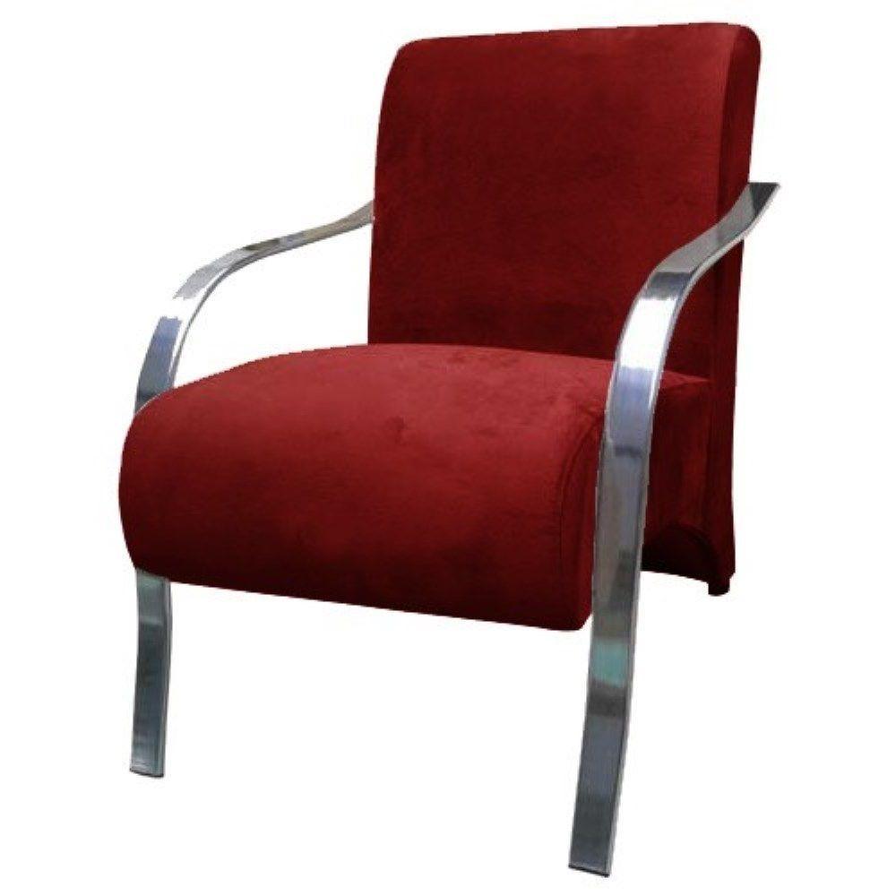 Poltrona Vênus 1 Lugar Braço Alumínio D Salla Vermelho. - 1