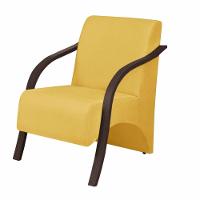 Poltrona Vênus 1 Lugar Braço Madeira Suede Amarelo - 1