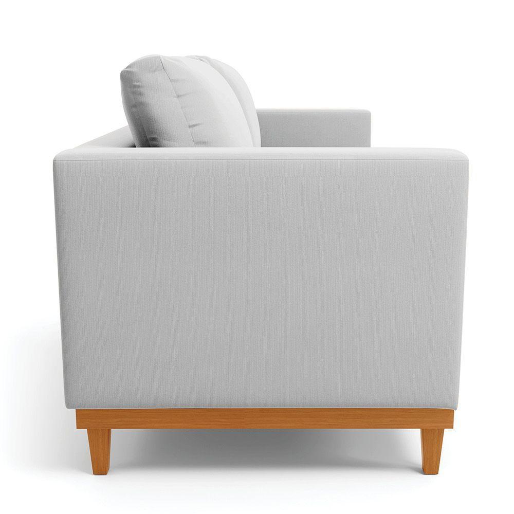 Sofá 03 Lugares Juliette Base Madeira Castanho Cor Cinza - 4