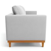 Sofá 03 Lugares Juliette Base Madeira Castanho Cor Cinza