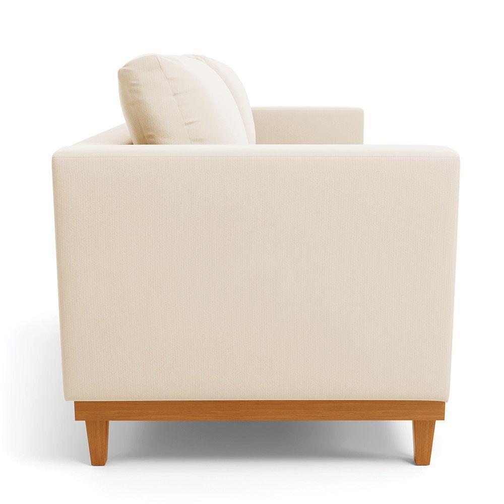 Sofá 03 Lugares Juliette Base Madeira Castanho Cor Bege - 6