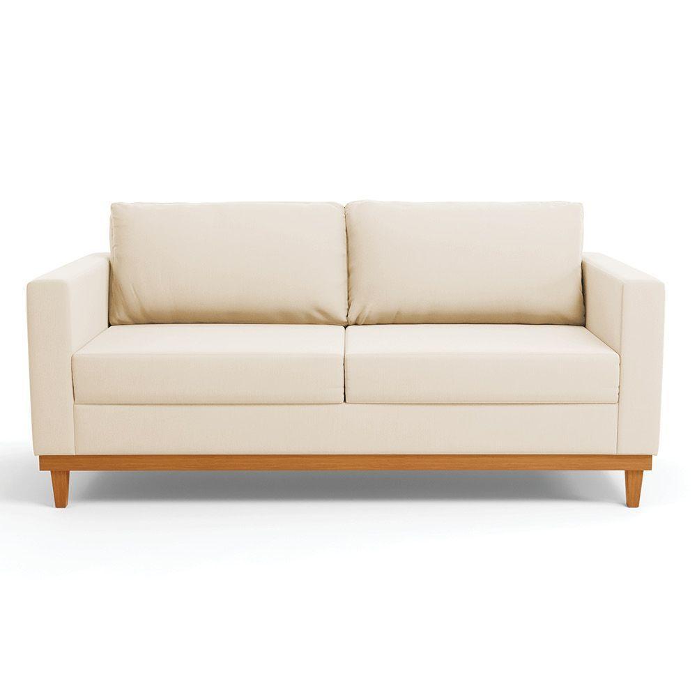 Sofá 03 Lugares Juliette Base Madeira Castanho Cor Bege - 7