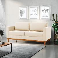 Sofá 03 Lugares Juliette Base Madeira Castanho Cor Bege - 8