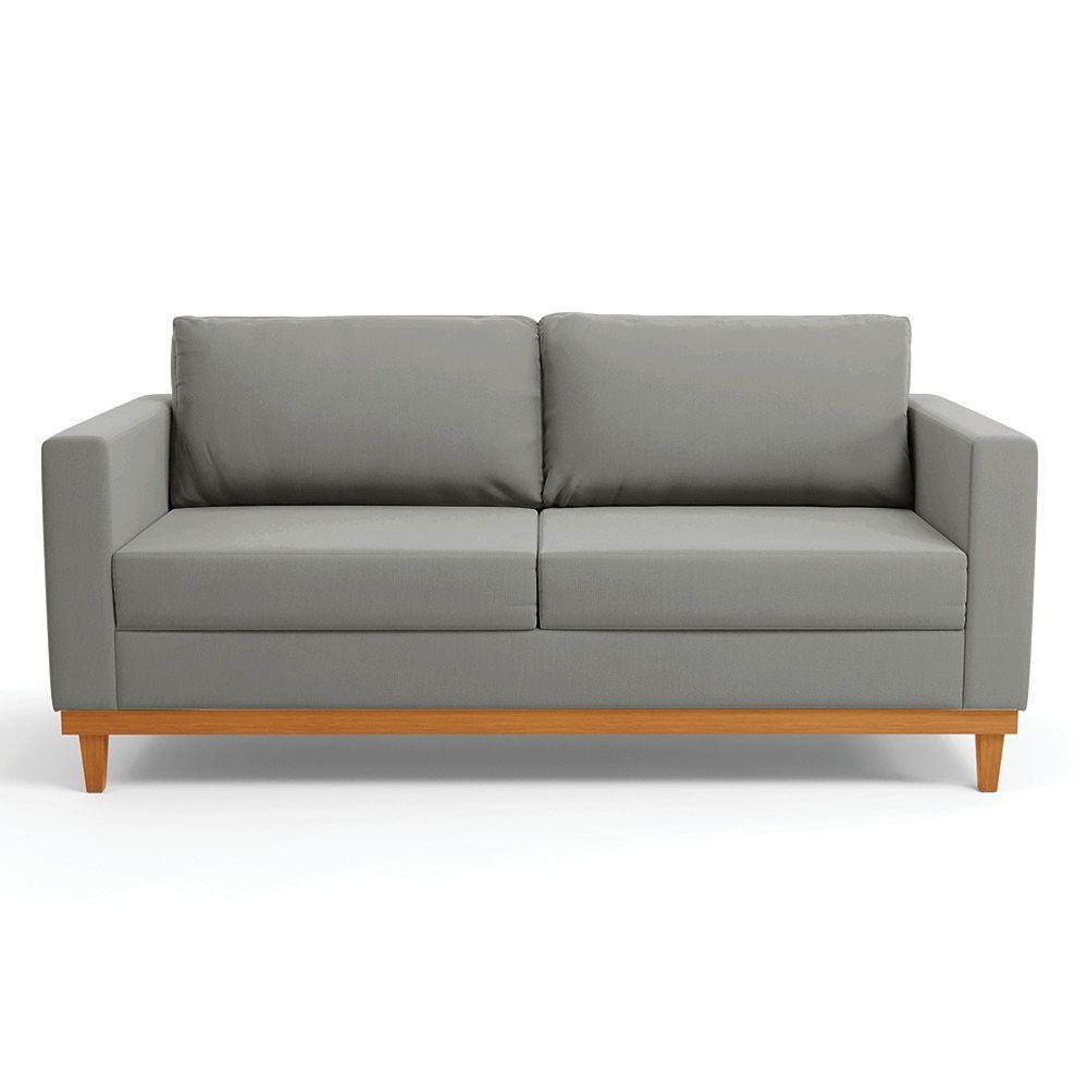 Sofá 03 Lugares Juliette Base Madeira Castanho Cor Grafite - 7