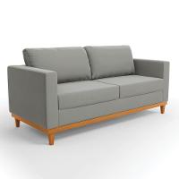 Sofá 03 Lugares Juliette Base Madeira Castanho Cor Grafite - 1