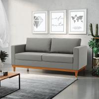 Sofá 03 Lugares Juliette Base Madeira Castanho Cor Grafite - 8