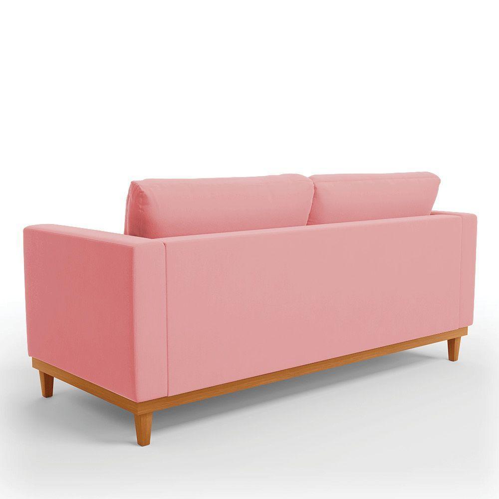 Sofá 03 Lugares Juliette Base Madeira Castanho Cor Rose - 5