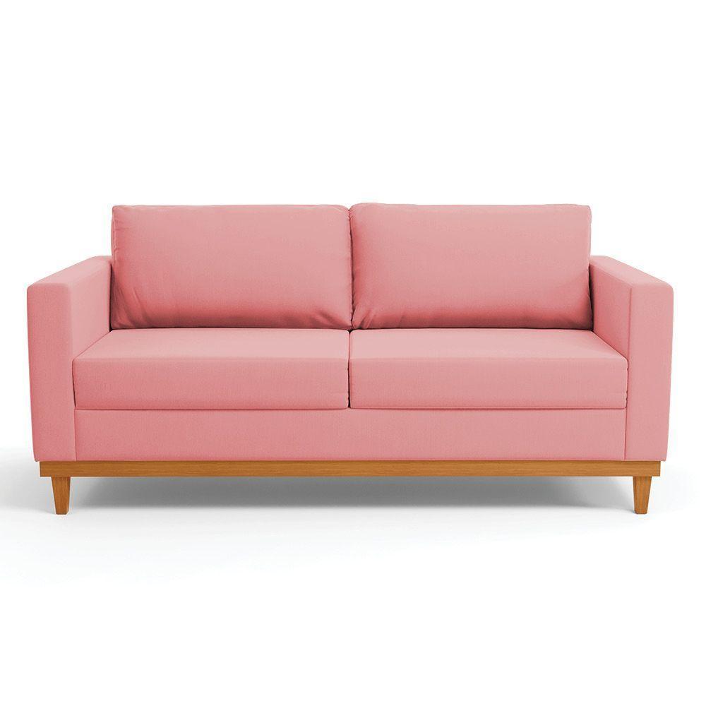 Sofá 03 Lugares Juliette Base Madeira Castanho Cor Rose - 7