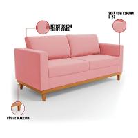 Sofá 03 Lugares Juliette Base Madeira Castanho Cor Rose