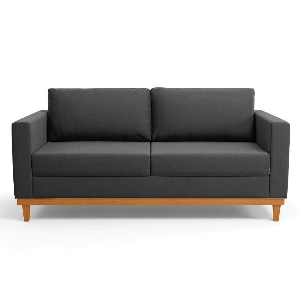 Sofá 03 Lugares Juliette Base Madeira Castanho Cor Preto - 7