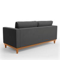 Sofá 03 Lugares Juliette Base Madeira Castanho Cor Preto - 5