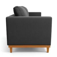 Sofá 03 Lugares Juliette Base Madeira Castanho Cor Preto - 6