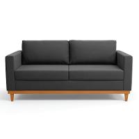 Sofá 03 Lugares Juliette Base Madeira Castanho Cor Preto - 7