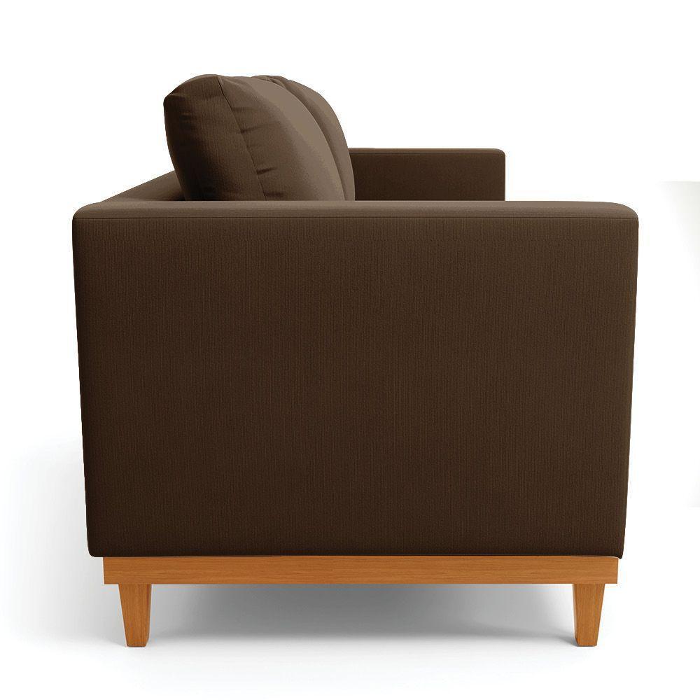 Sofá 03 Lugares Juliette Base Madeira Castanho Cor Marrom - 6