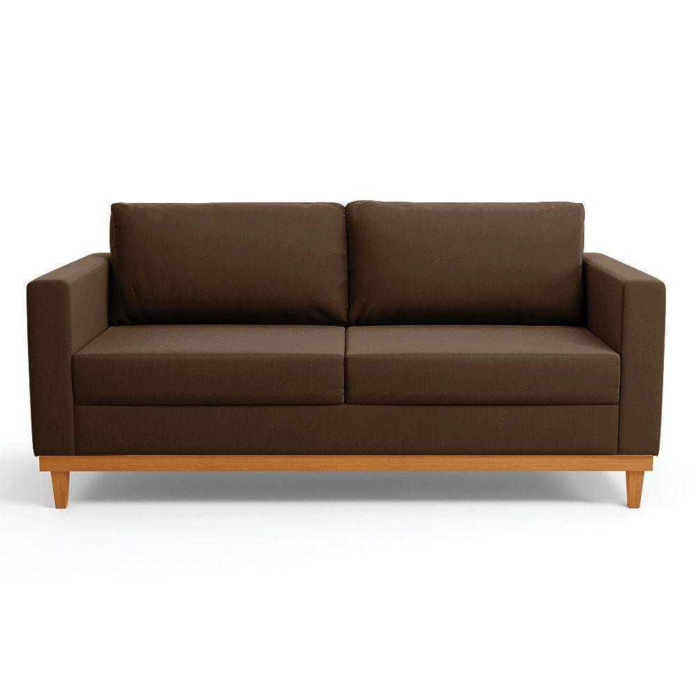 Sofá 03 Lugares Juliette Base Madeira Castanho Cor Marrom - 7