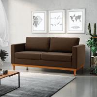 Sofá 03 Lugares Juliette Base Madeira Castanho Cor Marrom - 8