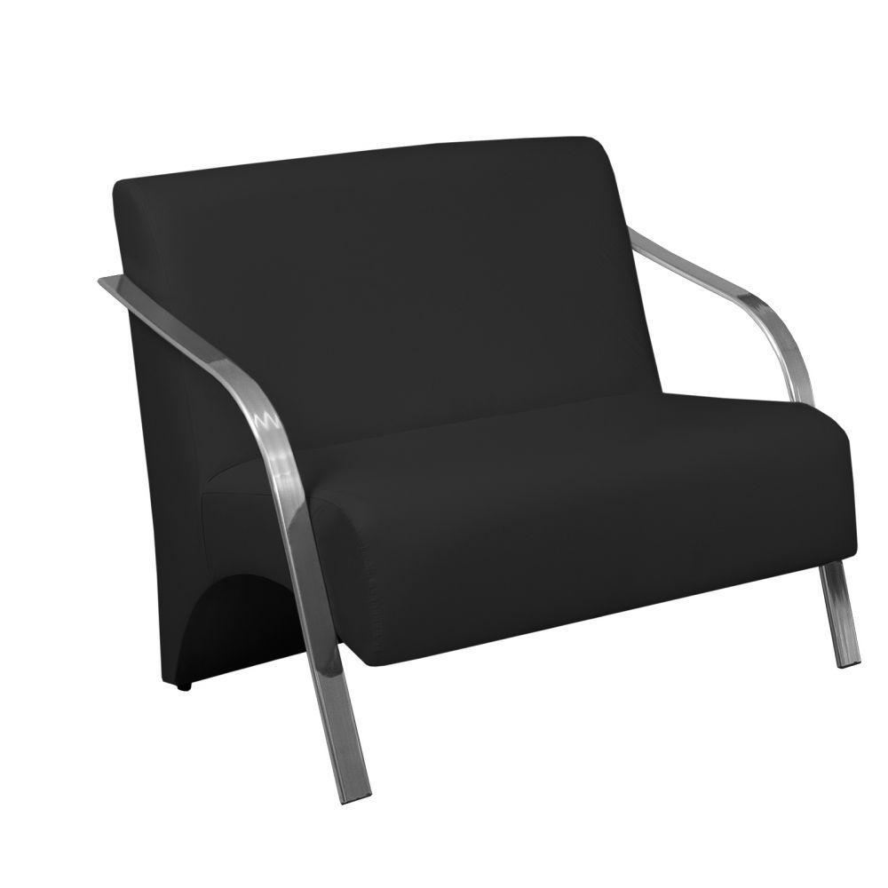 Poltrona Vênus 2 Lugar Braço Alumínio D Salla Courino Preto - 1