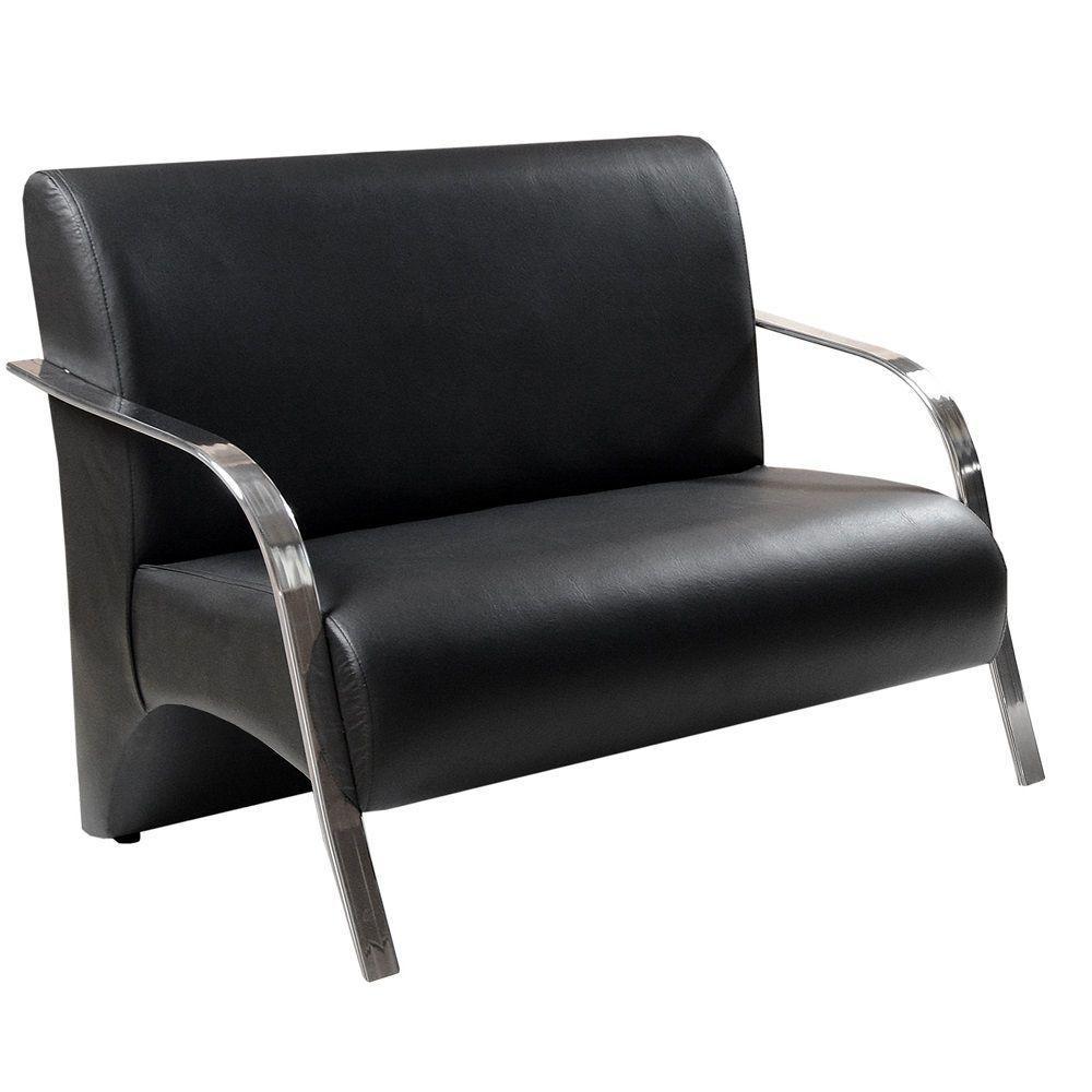 Poltrona Vênus 2 Lugar Braço Alumínio Courino Preto. - 1