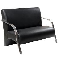 Poltrona Vênus 2 Lugar Braço Alumínio Courino Preto. - 1