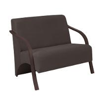 Poltrona Vênus 2 Lugares D Salla Suede Braço Madeira Marrom - 1